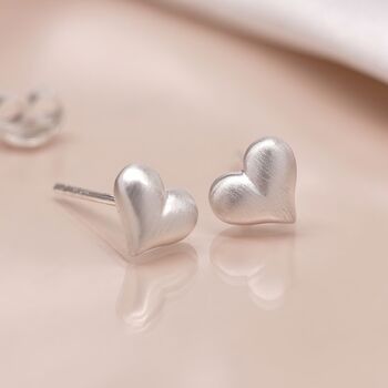 Sterling Silver Sweetheart Stud Earrings, 2 of 8