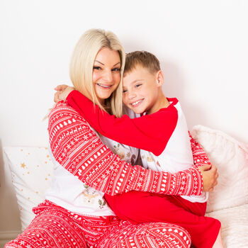 Personalised Christmas Family Matching Pyjamas Nordic Wreath, 10 of 12