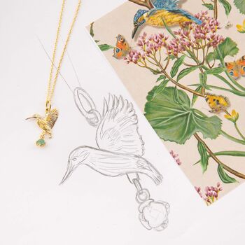 Gold Plated Sterling Silver Kingfisher Crystal Necklace, 5 of 5