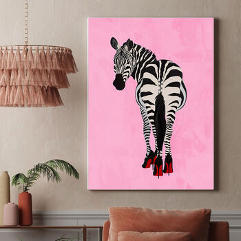 Custom Personalised Zebra Wearing Heels Art Print, 4 of 12