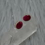 Red Sillimanite Silver Stud Earrings: Oval Gemstone, thumbnail 1 of 6