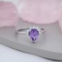 Genuine Pear Cut Amethyst Purple Crown Ring, thumbnail 1 of 11