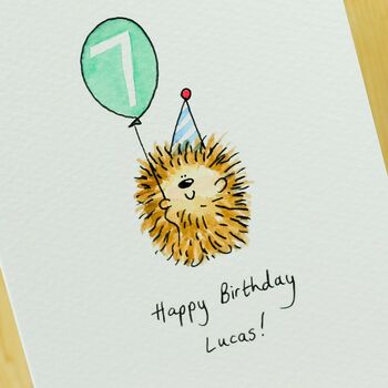 Personalised Birthday Hedgehog Handmade Card, 2 of 6