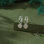 Aster Flower Charmed Hoop Earrings In Sterling Silver, thumbnail 3 of 11
