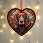 Cocker Spaniel Stained Glass Effect Heart Suncatcher, thumbnail 6 of 9