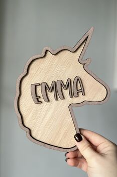 Unicorn Door Sign For Girls Bedroom Decoration For Kids Nursery, 4 of 8