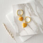 Yellow Jade Heart Hoop Earrings In Gold, thumbnail 1 of 4