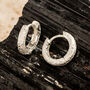 Antique Texture Recycled Silver Huggie Earrings, thumbnail 1 of 9