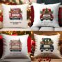 Personalised Christmas Vintage Truck Cushion – Choose Colour And Add Wording, thumbnail 1 of 9