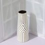 White Gold Stripe Ceramic Home Decor Flower Vase, thumbnail 3 of 7