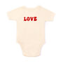 Crossover Style Peace And Love Organic Babygrow, thumbnail 4 of 5