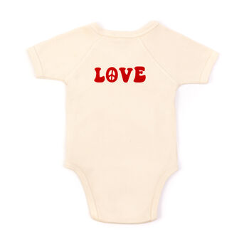 Crossover Style Peace And Love Organic Babygrow, 4 of 5
