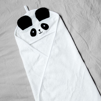 Personalised Baby Panda Hooded Cotton Towel, 5 of 9