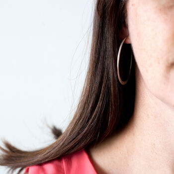 Large Silver Hammered Hoops, 2 of 4