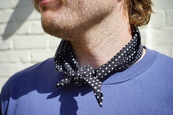 Mens Black Polkadot Cotton Neckerchief, 8 of 10