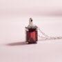 Garnet Emerald Cut Pendant Necklace In Sterling Silver And Gold, thumbnail 8 of 11