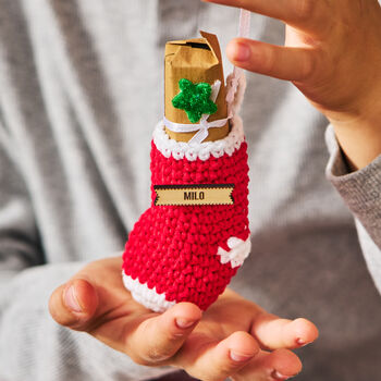 Personalised Mini Knitted Christmas Stocking, 2 of 3