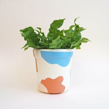 Abstract Hand Painted Plant Pot White, 3 of 4