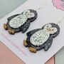 Penguin Christmas Glitter Resin Earrings, thumbnail 4 of 4