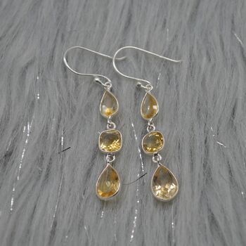 Citrine Teardrop Dangle Drop Earrings: 925 Silver, 9 of 9