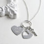 Engravable Sterling Silver Key Heart Cluster Necklace, thumbnail 1 of 5