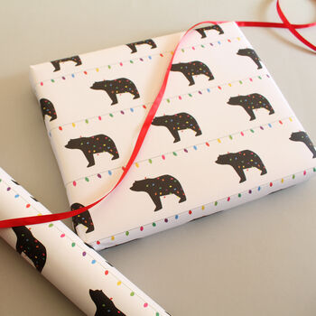 Tangled Bear, Christmas Lights Wrapping Paper, 3 of 4