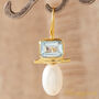 Blue Topaz And White Pearl Statement Gold And Silver Drop Earrings, thumbnail 1 of 9