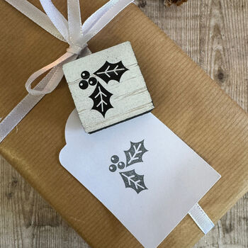 Merry Christmas Holly Design Rubber Stamp For Crafting, 3 of 8