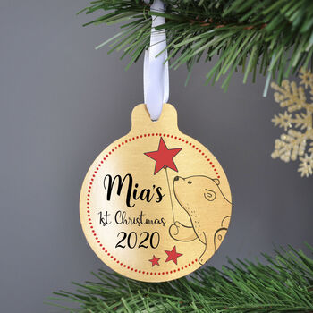 Personalised Metal First Christmas Name Bauble, 2 of 2