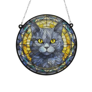 Cat British Shorthair Stained Glass Effect Suncatcher, 3 of 5