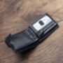 Men's Personalised Luxury Black Leather Wallet Trifold Rfid, thumbnail 4 of 9