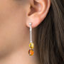 Sterling Silver Amber Cascade Stud Earrings, thumbnail 2 of 4