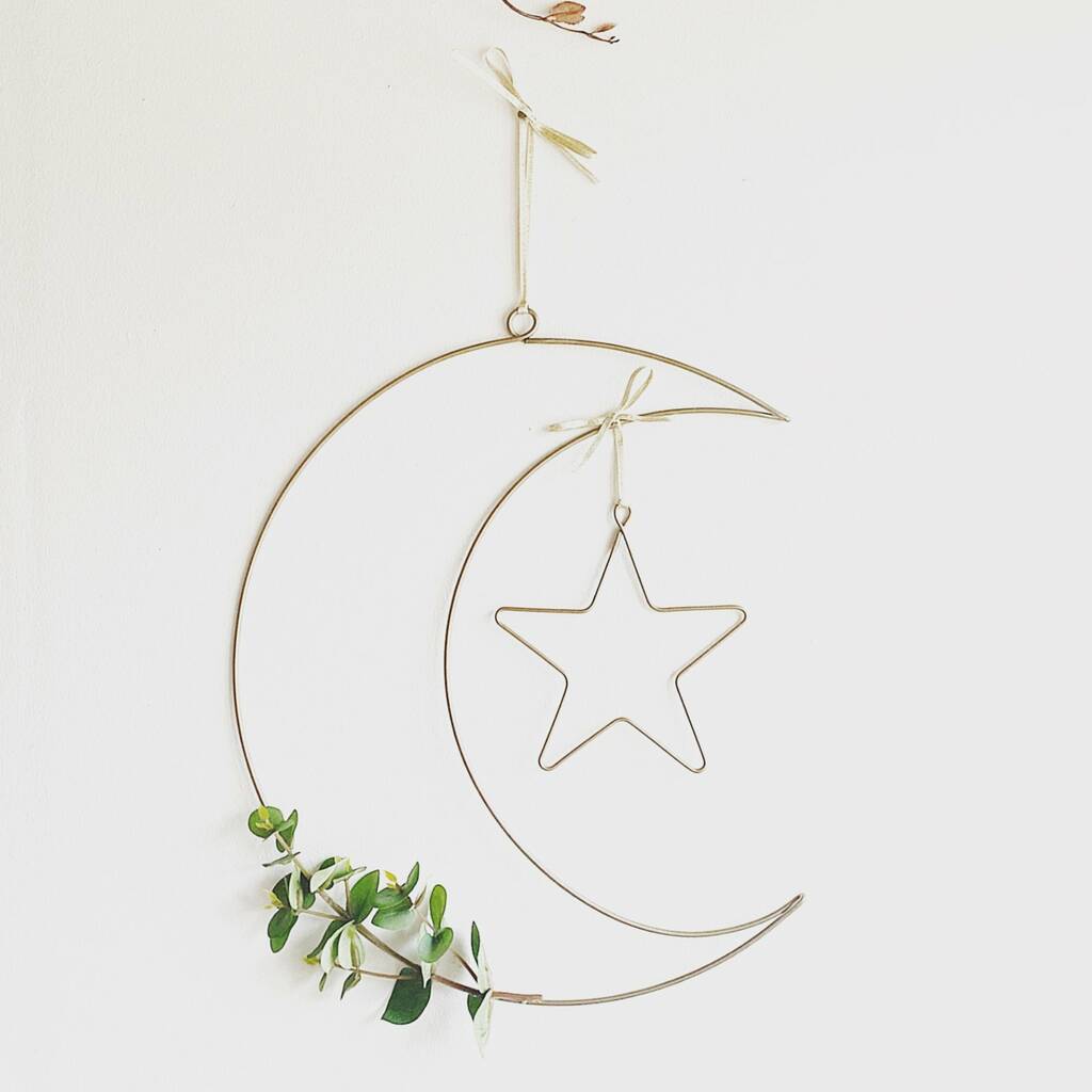 Wire Moon And Star Wreath With Eucalyptus, 1 of 2