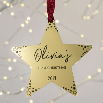 Personalised Baby's First Christmas Star Decoration, 2 of 3