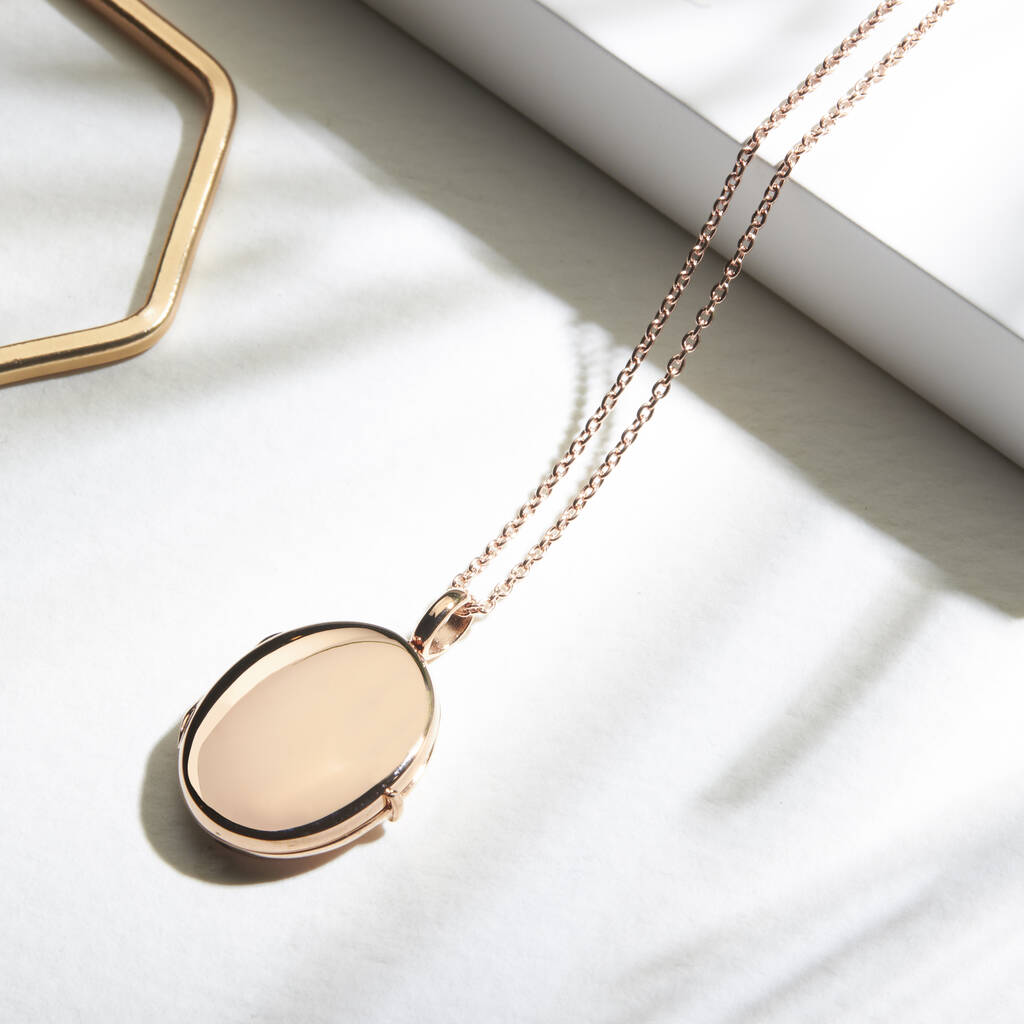 Little Personalised18 K Rose Gold Plated Oval Locket, 1 of 12