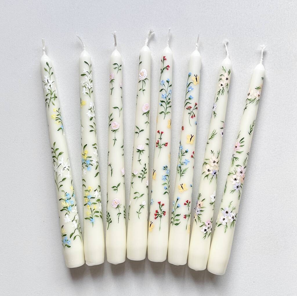 Hand Painted Wildflower Taper Candles By Kazoku Workshop ...