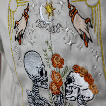 The Lovers Tarot Card Cream Bride Leather Jacket, 5 of 9