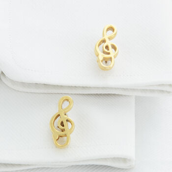 Clef Cufflinks In 18 Ct Gold On Silver, 2 of 2