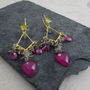 Ruby, Topaz Pink Quartz Chandelier Earrings, thumbnail 2 of 5
