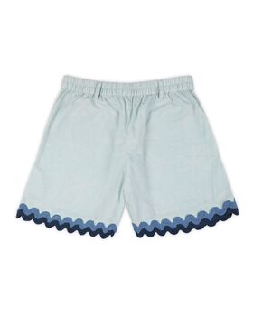 Poppy Floral Printed Cotton Shorts, Blue, 4 of 4
