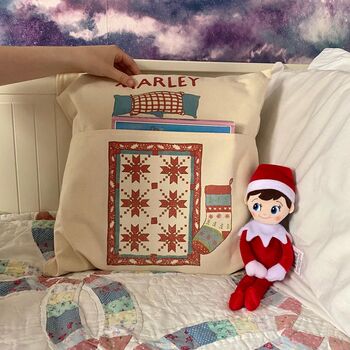 Personalised Toy Bed Pocket Cushion For Christmas, 2 of 8