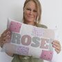 Memory Large Name Pillow, Custom Made From Baby Clothes. Personalised Cushion, Decorative Patchwork Pillow, thumbnail 2 of 10