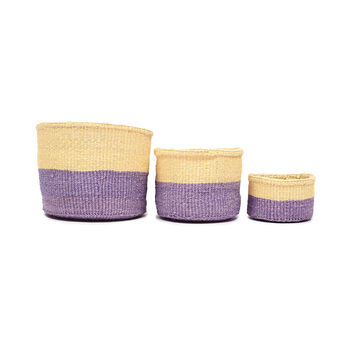 Kodi: Lavender And Yellow Colour Block Woven Basket, 7 of 8