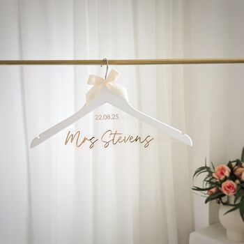 Luxury Personalised Bridal Hanger With Name And Date, 3 of 8