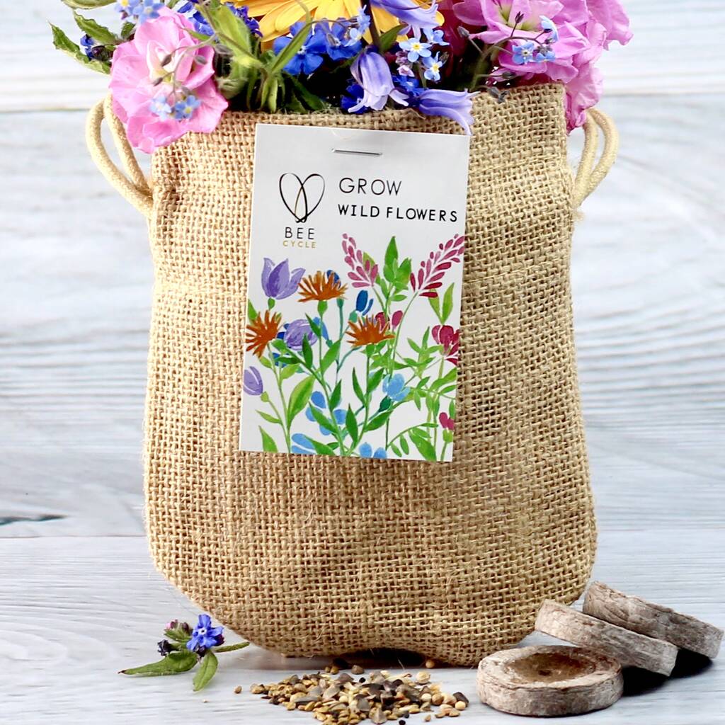 Save The Bee's Wildflower Jute Bag Grow Set, 1 of 5