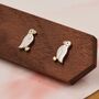 Sterling Silver Puffin Bird Stud Earrings, thumbnail 5 of 8