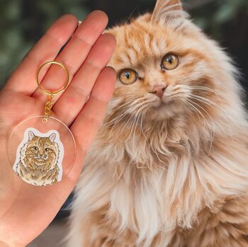 Personalised Cat Half Portrait Keyring, Cat Lover Gift, 4 of 8