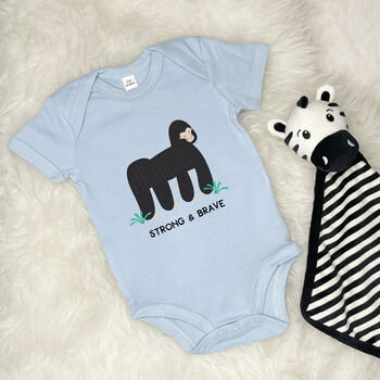 Strong And Brave Gorilla Jungle Babygrow, 2 of 10