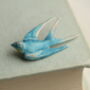 Blue Swallow Bird Brooch, thumbnail 4 of 7