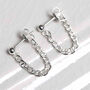 Sterling Silver Oval Chain Studs, thumbnail 2 of 7